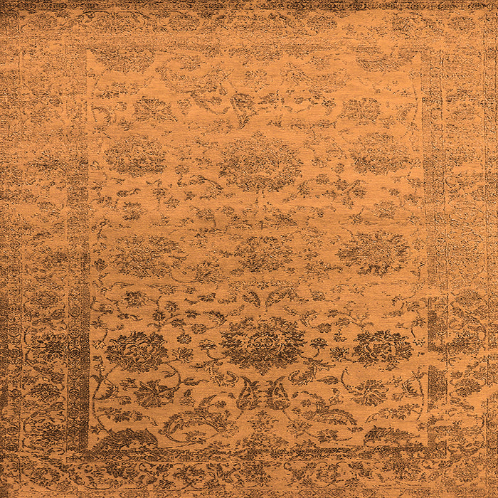 Square Machine Washable Oriental Orange Industrial Area Rugs, wshurb2591org
