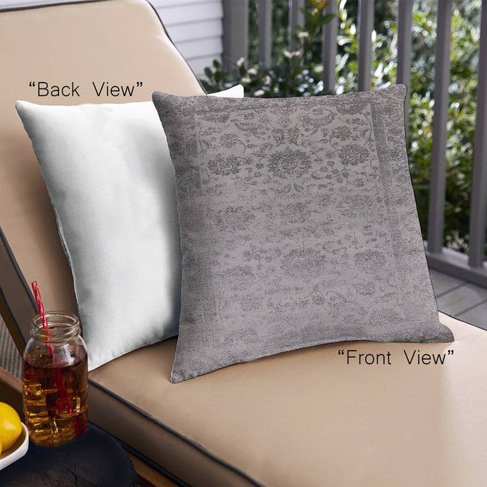 Front View of Mid-Century Modern Urban Square Silver Pink Throw Pillow, 18 inch by 18 inch, pwurb2591