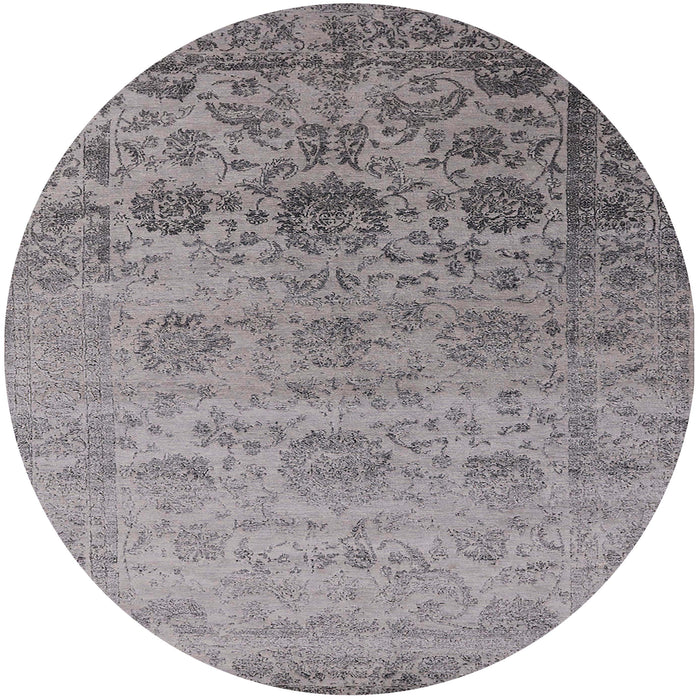 Round Machine Washable Industrial Modern Silver Pink Rug, wshurb2591