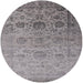 Round Machine Washable Industrial Modern Silver Pink Rug, wshurb2591