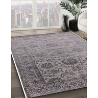 Mid-Century Modern Silver Pink Oriental Rug, urb2591