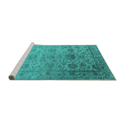 Sideview of Machine Washable Oriental Turquoise Industrial Area Rugs, wshurb2591turq