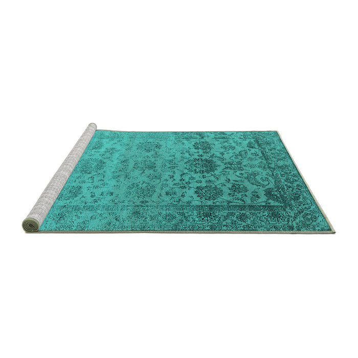 Sideview of Machine Washable Oriental Turquoise Industrial Area Rugs, wshurb2591turq