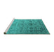 Sideview of Machine Washable Oriental Turquoise Industrial Area Rugs, wshurb2591turq