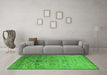Machine Washable Oriental Green Industrial Area Rugs in a Living Room,, wshurb2591grn