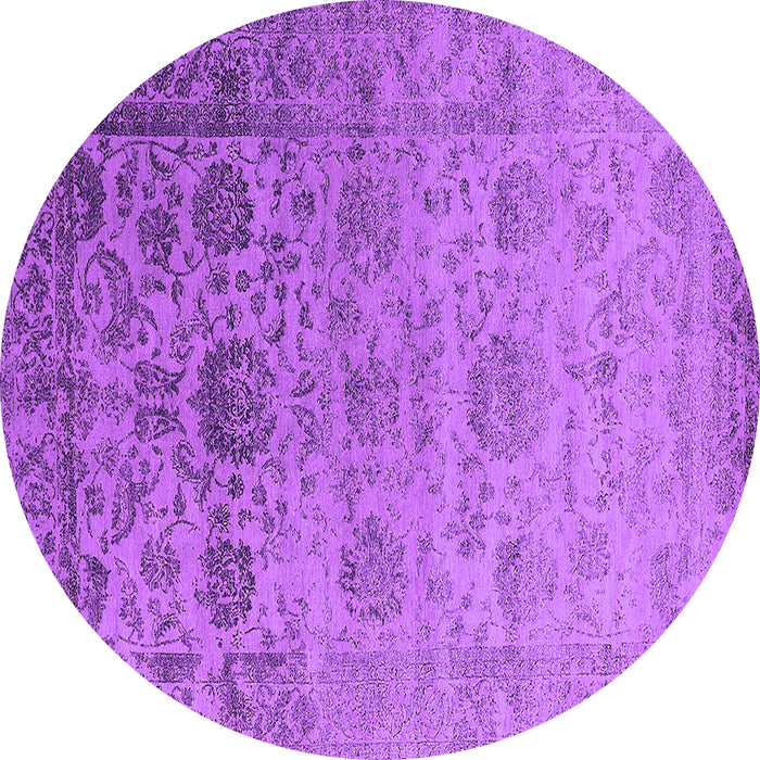 Round Machine Washable Oriental Purple Industrial Area Rugs, wshurb2591pur