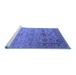 Sideview of Machine Washable Oriental Blue Industrial Rug, wshurb2591blu