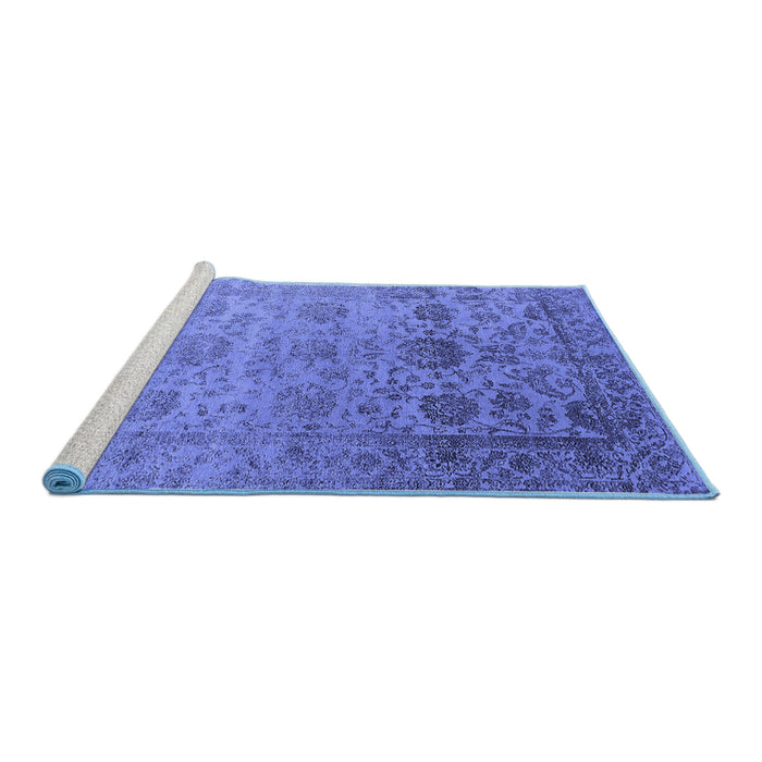 Sideview of Machine Washable Oriental Blue Industrial Rug, wshurb2591blu