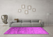 Machine Washable Oriental Pink Industrial Rug in a Living Room, wshurb2591pnk