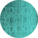 Round Oriental Turquoise Industrial Rug, urb2591turq