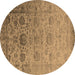 Round Oriental Brown Industrial Rug, urb2591brn