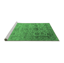 Sideview of Machine Washable Oriental Emerald Green Industrial Area Rugs, wshurb2591emgrn