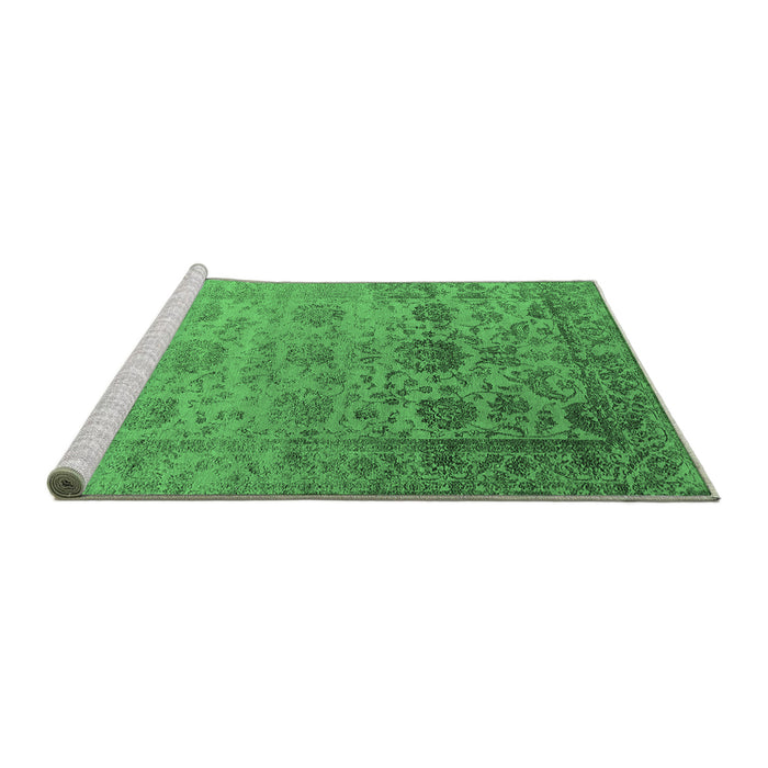 Sideview of Machine Washable Oriental Emerald Green Industrial Area Rugs, wshurb2591emgrn