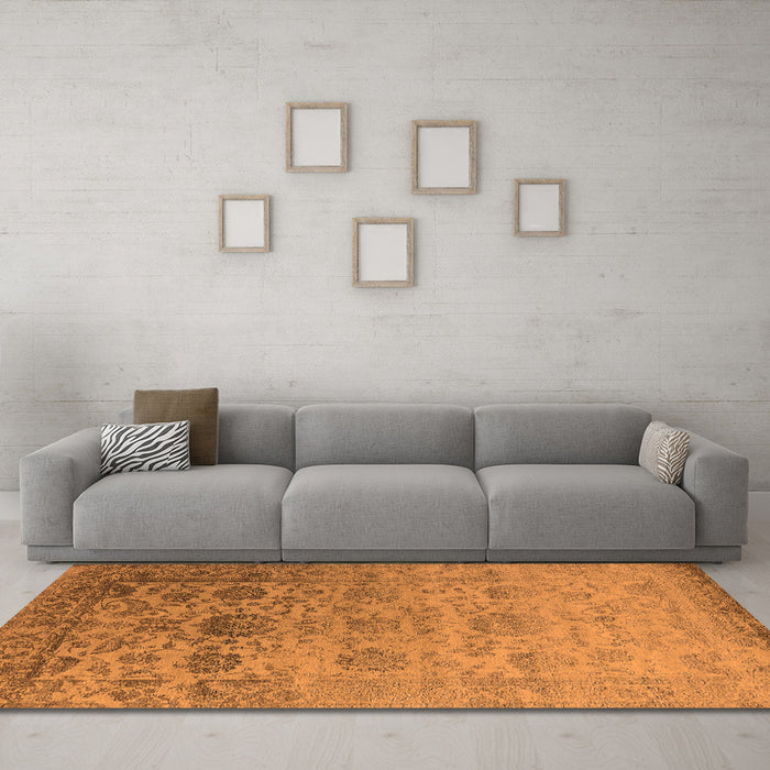 Machine Washable Oriental Orange Industrial Area Rugs in a Living Room, wshurb2591org