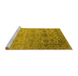 Sideview of Machine Washable Oriental Yellow Industrial Rug, wshurb2591yw