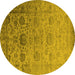 Round Oriental Yellow Industrial Rug, urb2591yw