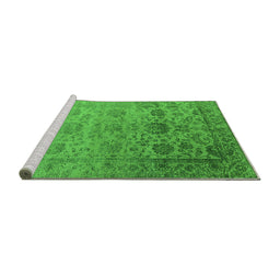 Sideview of Machine Washable Oriental Green Industrial Area Rugs, wshurb2591grn