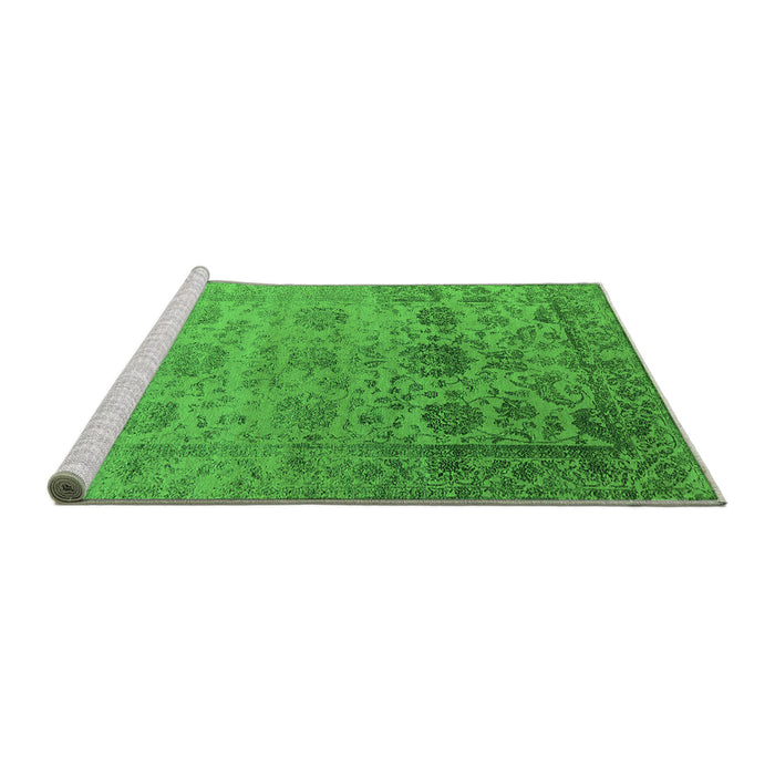 Sideview of Machine Washable Oriental Green Industrial Area Rugs, wshurb2591grn