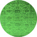 Round Oriental Green Industrial Rug, urb2591grn