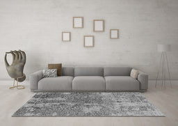 Machine Washable Oriental Gray Industrial Rug in a Living Room,, wshurb2592gry