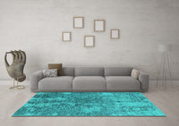 Machine Washable Oriental Turquoise Industrial Rug, wshurb2592turq