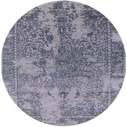 Round Mid-Century Modern Purple Oriental Rug, urb2592