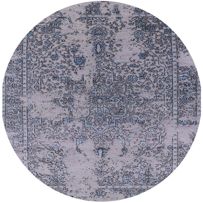 Round Mid-Century Modern Purple Oriental Rug, urb2592