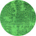 Round Oriental Green Industrial Rug, urb2592grn