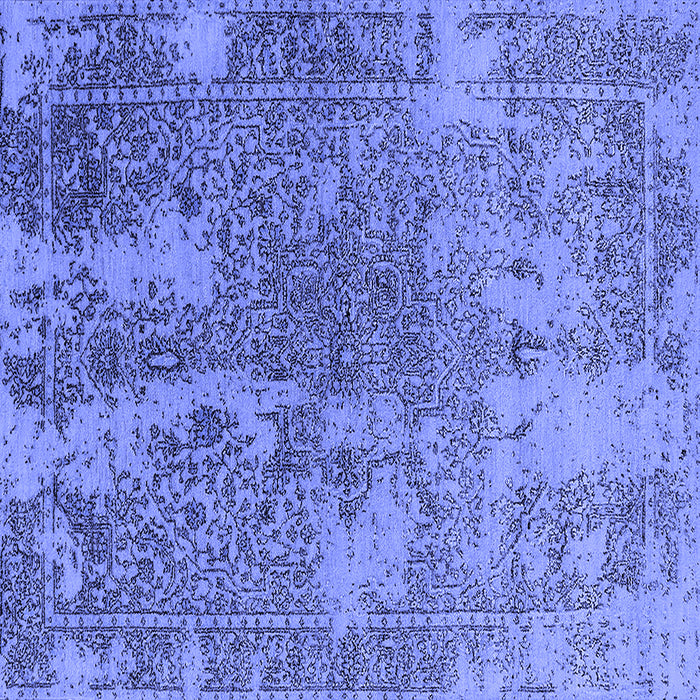 Square Machine Washable Oriental Blue Industrial Rug, wshurb2592blu