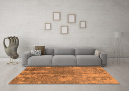 Machine Washable Oriental Orange Industrial Area Rugs in a Living Room, wshurb2592org