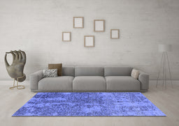 Machine Washable Oriental Blue Industrial Rug in a Living Room, wshurb2592blu