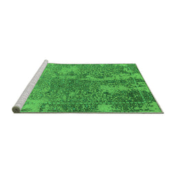 Sideview of Machine Washable Oriental Green Industrial Area Rugs, wshurb2592grn
