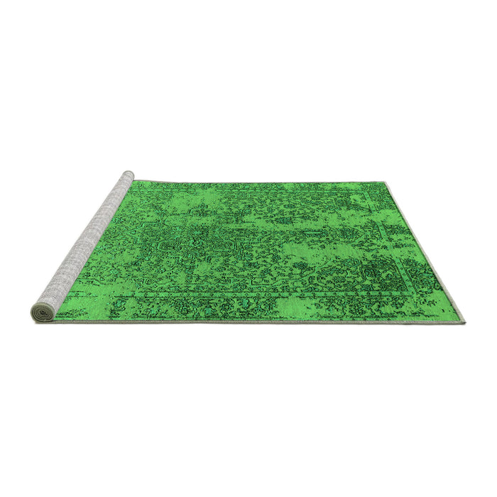 Sideview of Machine Washable Oriental Green Industrial Area Rugs, wshurb2592grn