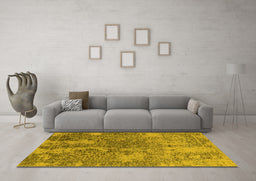 Machine Washable Oriental Yellow Industrial Rug in a Living Room, wshurb2592yw