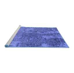 Sideview of Machine Washable Oriental Blue Industrial Rug, wshurb2592blu