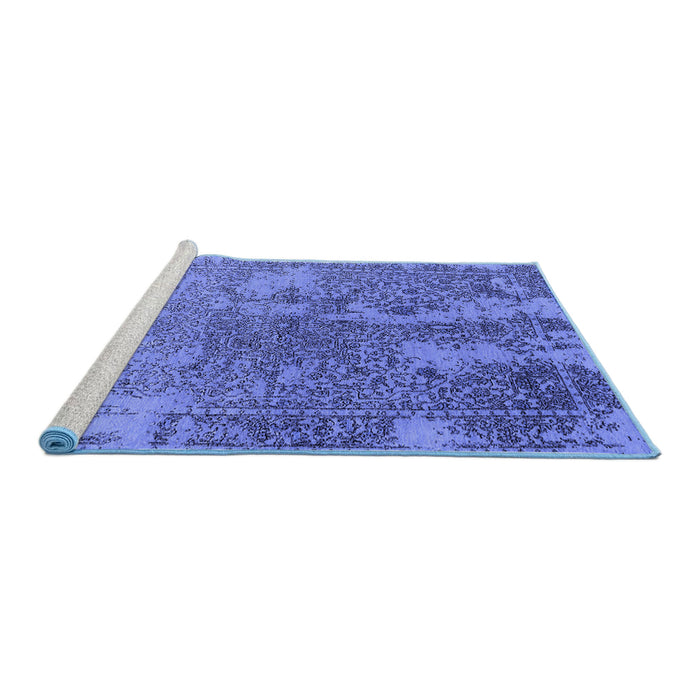 Sideview of Machine Washable Oriental Blue Industrial Rug, wshurb2592blu