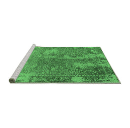 Sideview of Machine Washable Oriental Emerald Green Industrial Area Rugs, wshurb2592emgrn