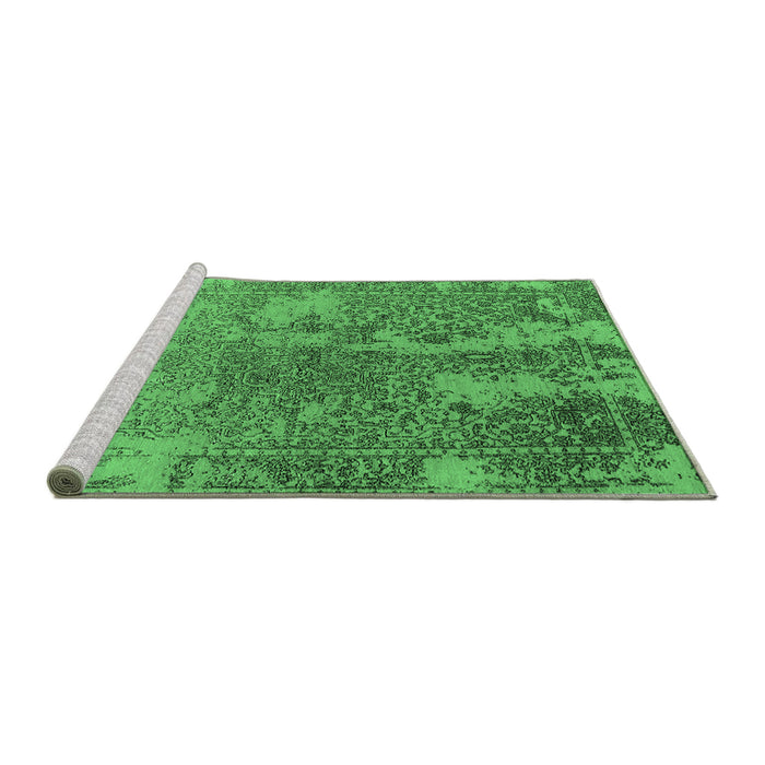 Sideview of Machine Washable Oriental Emerald Green Industrial Area Rugs, wshurb2592emgrn