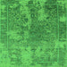 Square Machine Washable Oriental Green Industrial Area Rugs, wshurb2592grn