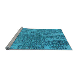 Sideview of Machine Washable Oriental Light Blue Industrial Rug, wshurb2592lblu