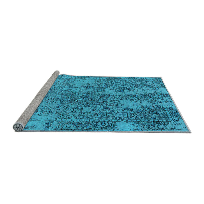 Sideview of Machine Washable Oriental Light Blue Industrial Rug, wshurb2592lblu