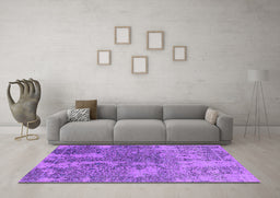 Machine Washable Oriental Purple Industrial Area Rugs in a Living Room, wshurb2592pur