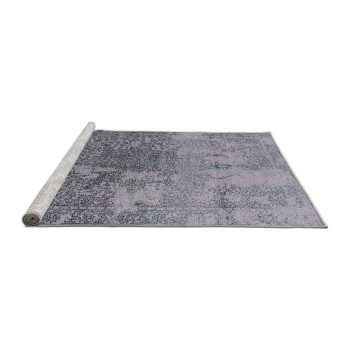 Sideview of Machine Washable Industrial Modern Mist Blue Rug, wshurb2593