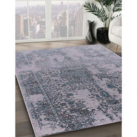 Mid-Century Modern Mist Blue Oriental Rug, urb2593