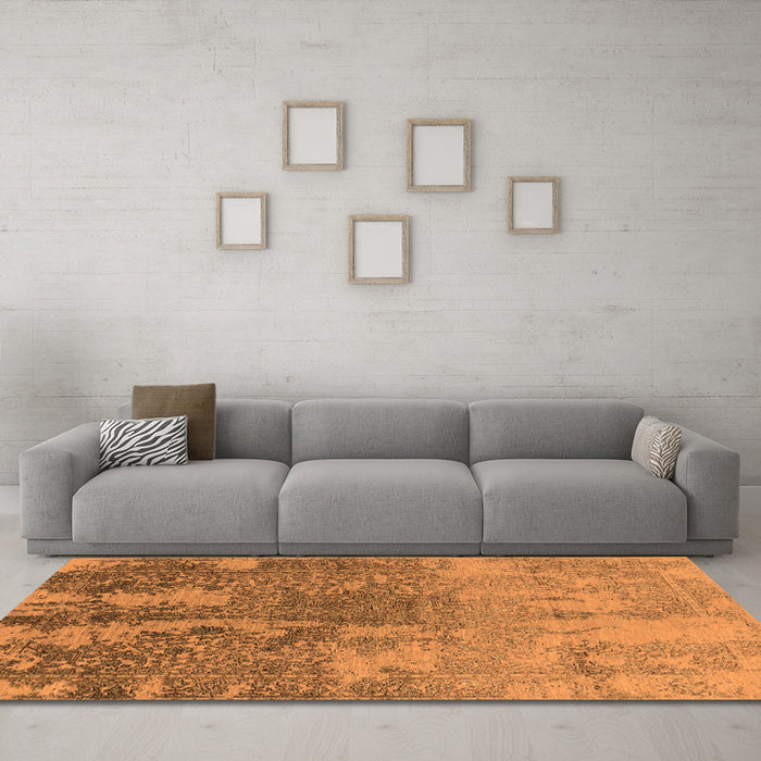 Machine Washable Oriental Orange Industrial Area Rugs in a Living Room, wshurb2593org