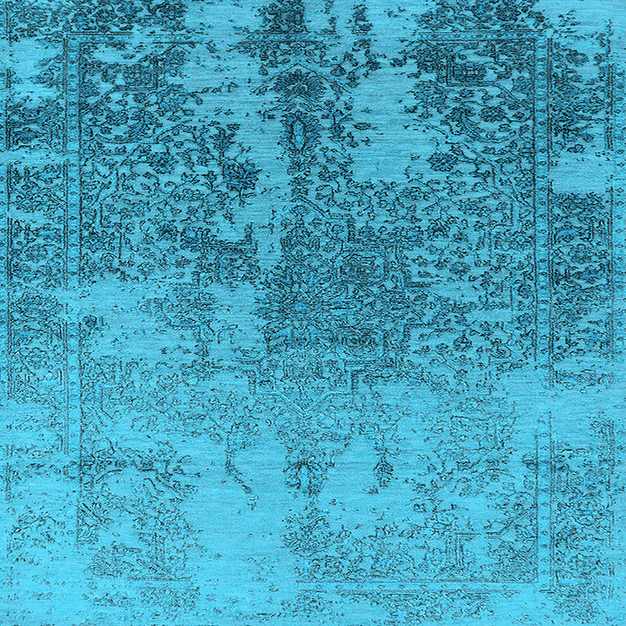 Square Machine Washable Oriental Light Blue Industrial Rug, wshurb2593lblu