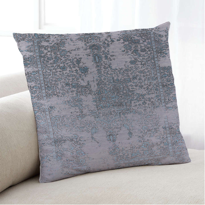 Lifestyle Image of Mid-Century Modern Urban Square Mist Blue Throw Pillow, 18 inch by 18 inch, pwurb2593