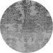 Round Oriental Gray Industrial Rug, urb2593gry