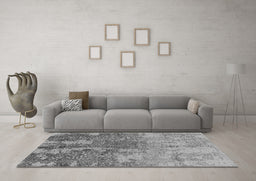 Machine Washable Oriental Gray Industrial Rug in a Living Room,, wshurb2593gry