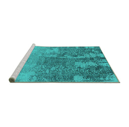 Sideview of Machine Washable Oriental Turquoise Industrial Area Rugs, wshurb2593turq